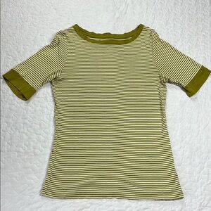 Merona Green White Striped Fitted Short Sleeve Tee size medium